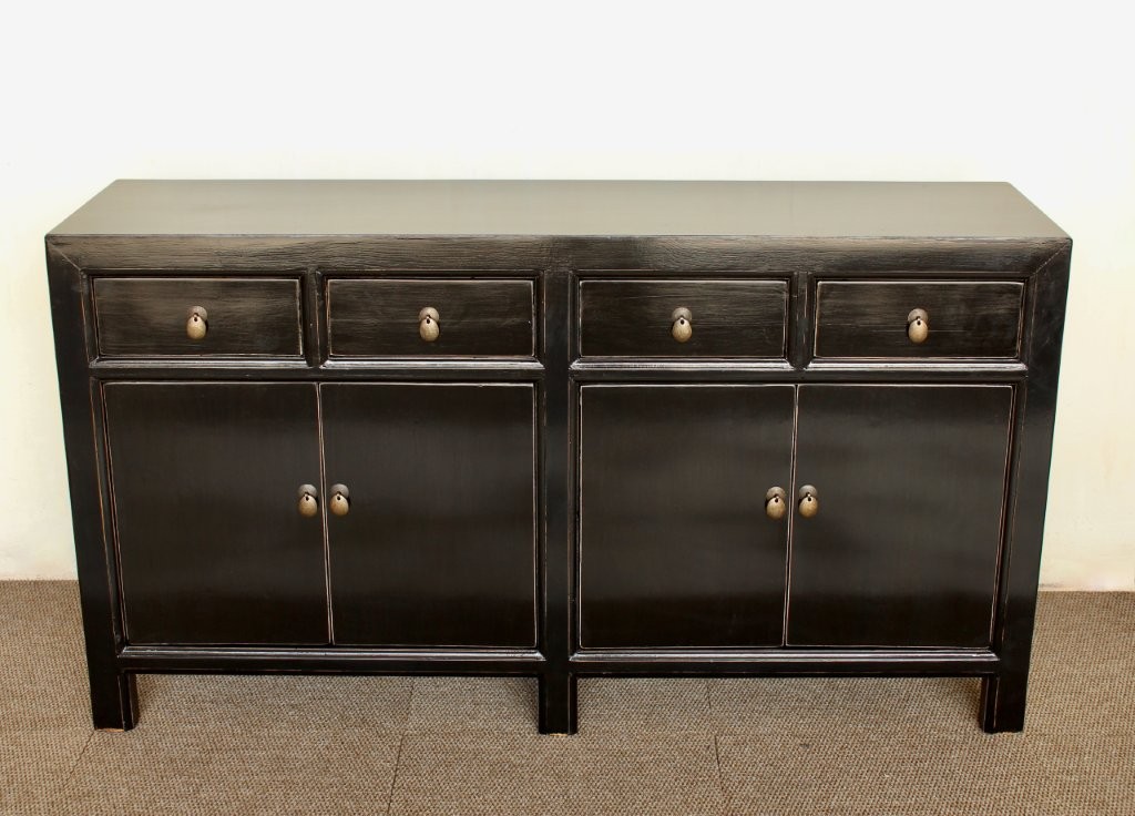 BLACK 4 DOOR 4 DRAWER BUFFET CUPBOARD  83X150X40CM